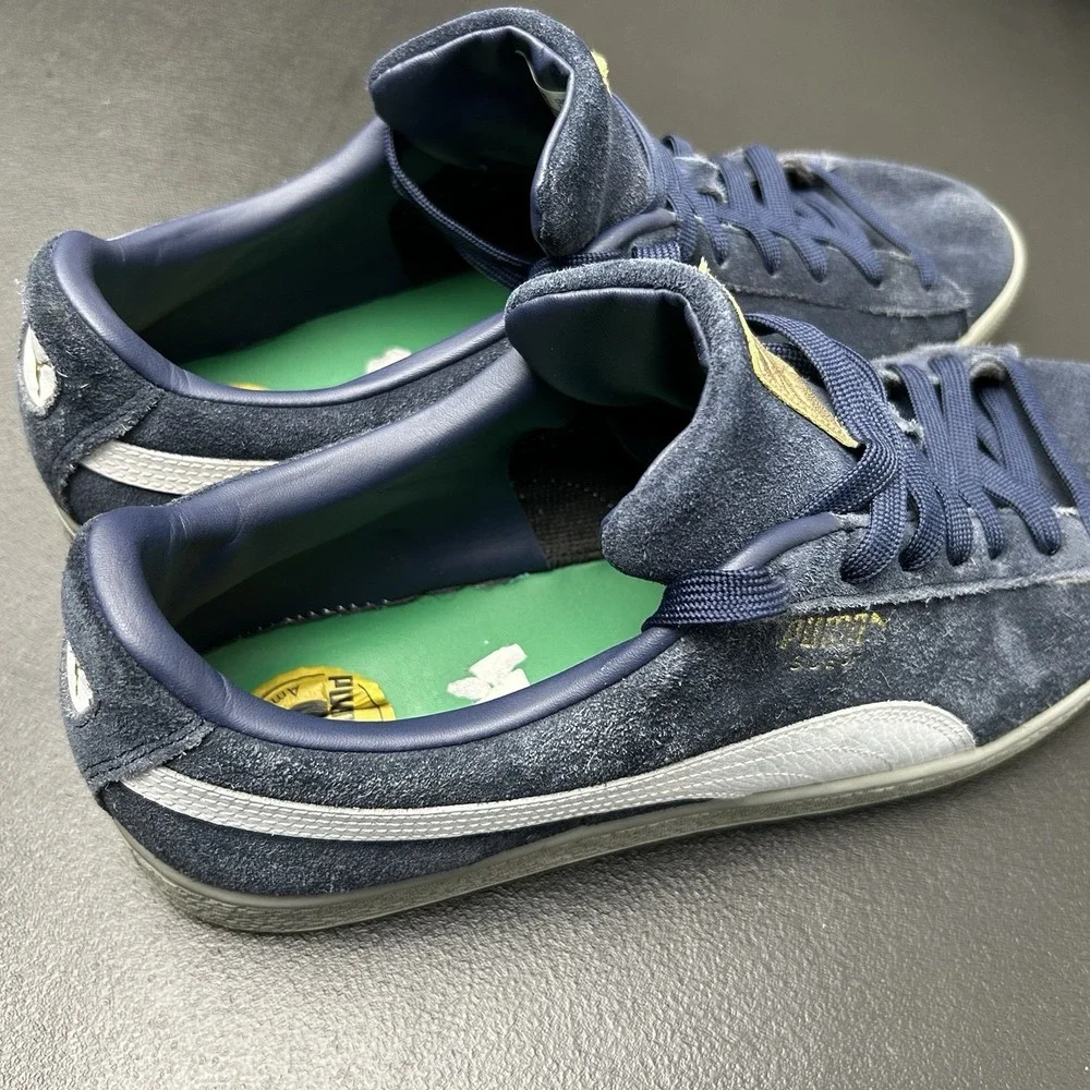 PUMA Suede Men's Size 14 Classic Pastime Navy Blue & White Suede Low Top Lace Up